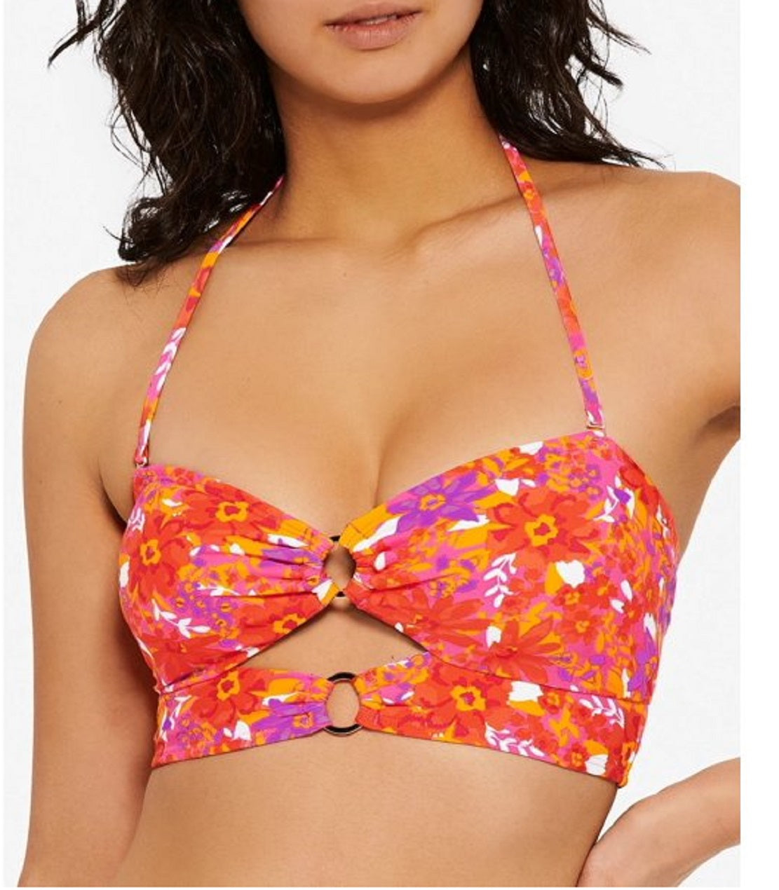 Biquíni Hula Honey feminino com recortes Bold Bouquet, laranja