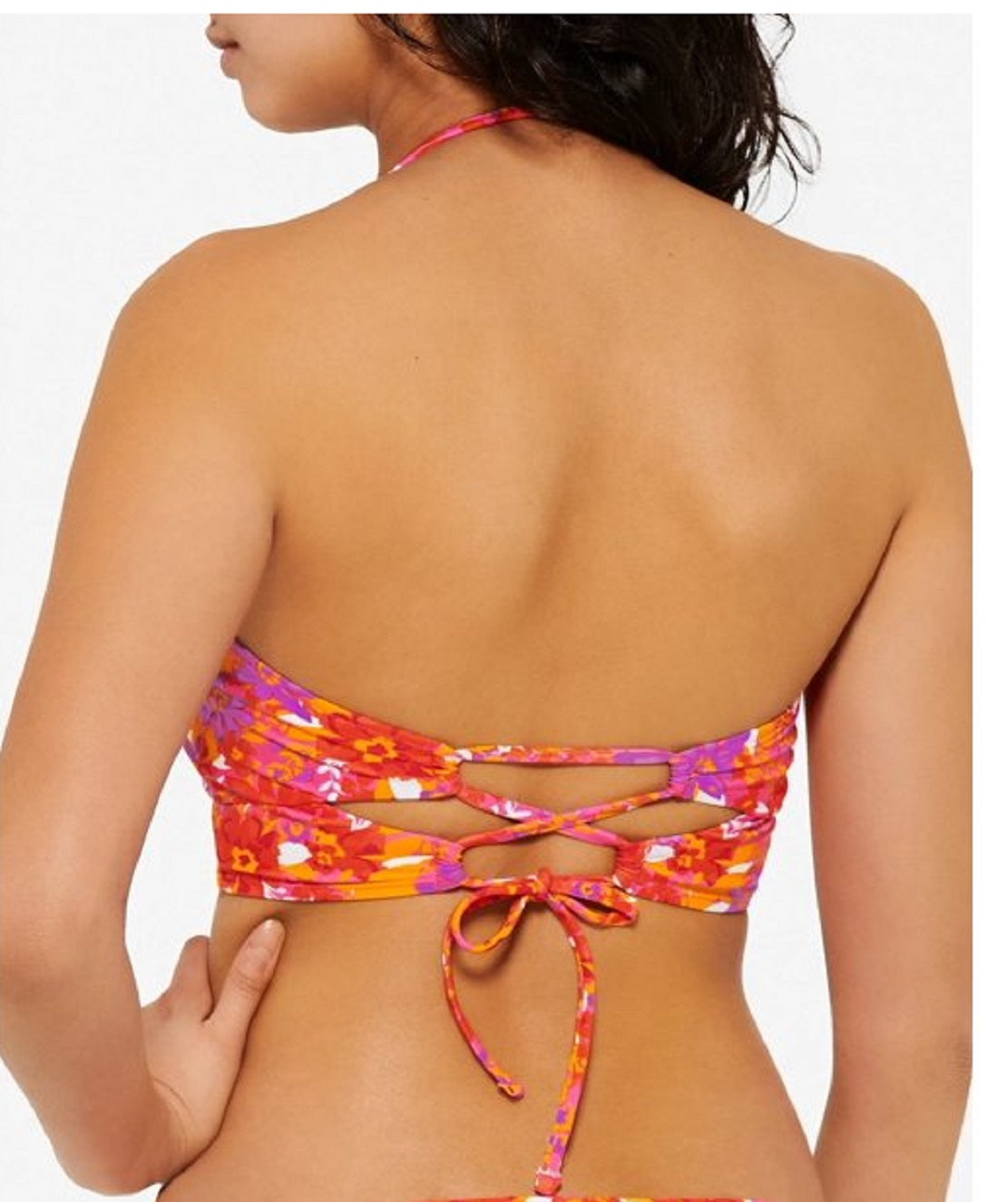 Biquíni Hula Honey feminino com recortes Bold Bouquet, laranja