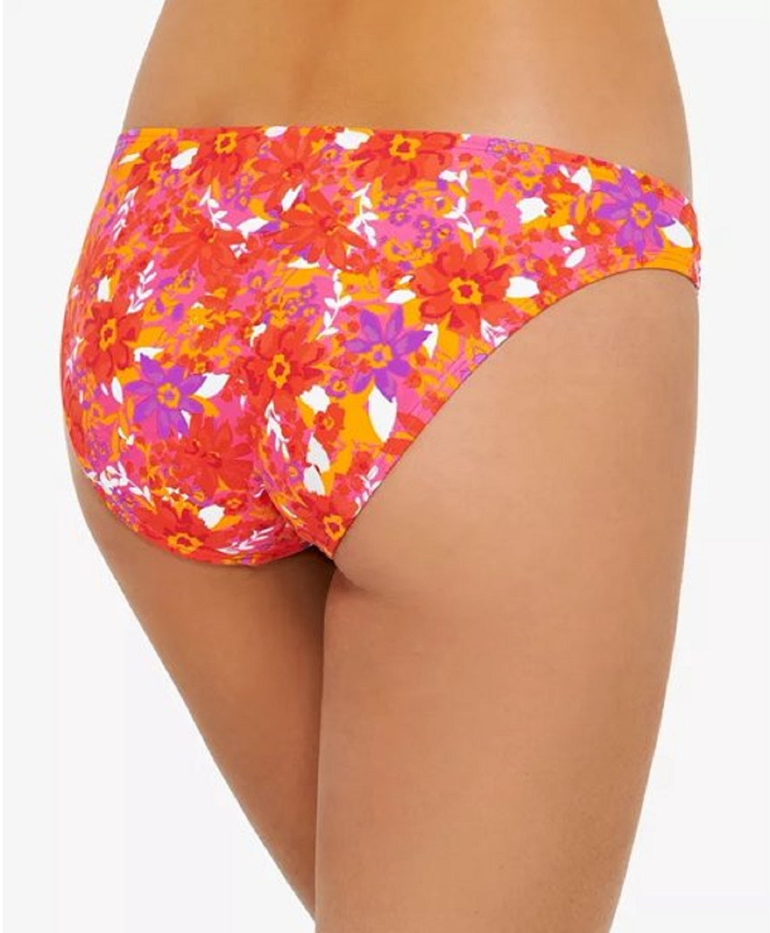 Calcinha de biquíni Hula Honey feminina Bold Bouquet com estampa de anel laranja tamanho médio