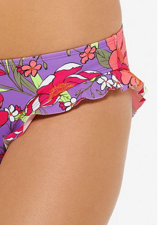 Biquíni Hula Honey Feminino Júnior Multi Impressionista Babados Roxo Tamanho Grande