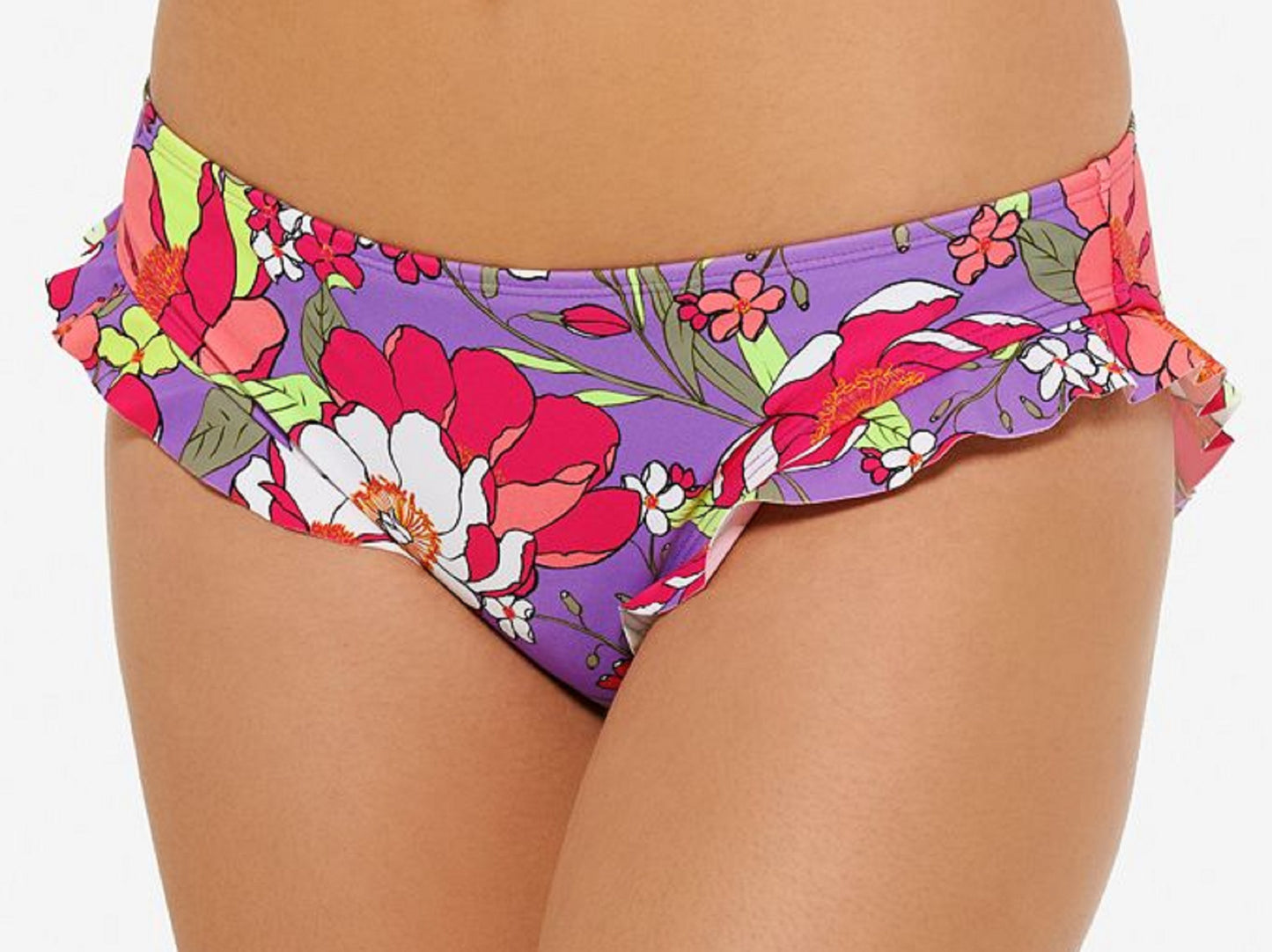 Biquíni Hula Honey Feminino Júnior Multi Impressionista Babados Roxo Tamanho Grande