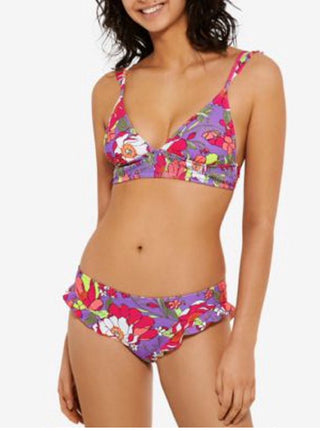 Biquíni Hula Honey Junior's Impressionist Bloom, top de natação roxo, tamanho extrapequeno