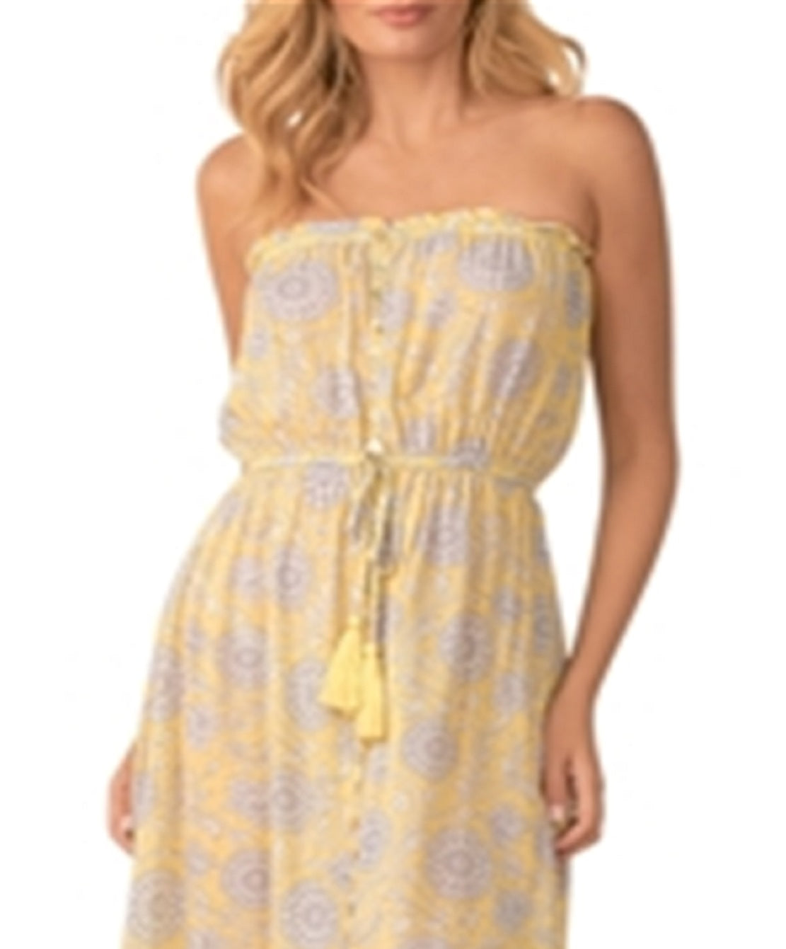 Vestido longo sem alças feminino Elan amarelo tamanho pequeno
