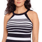 Reebok Insta Stripe Tankini Top Maiô Feminino Preto Tamanho 14
