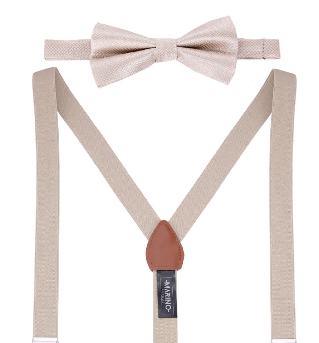 Conjunto de gravata borboleta masculina Mio Marino Snazzy com suspensório marrom tamanho 60