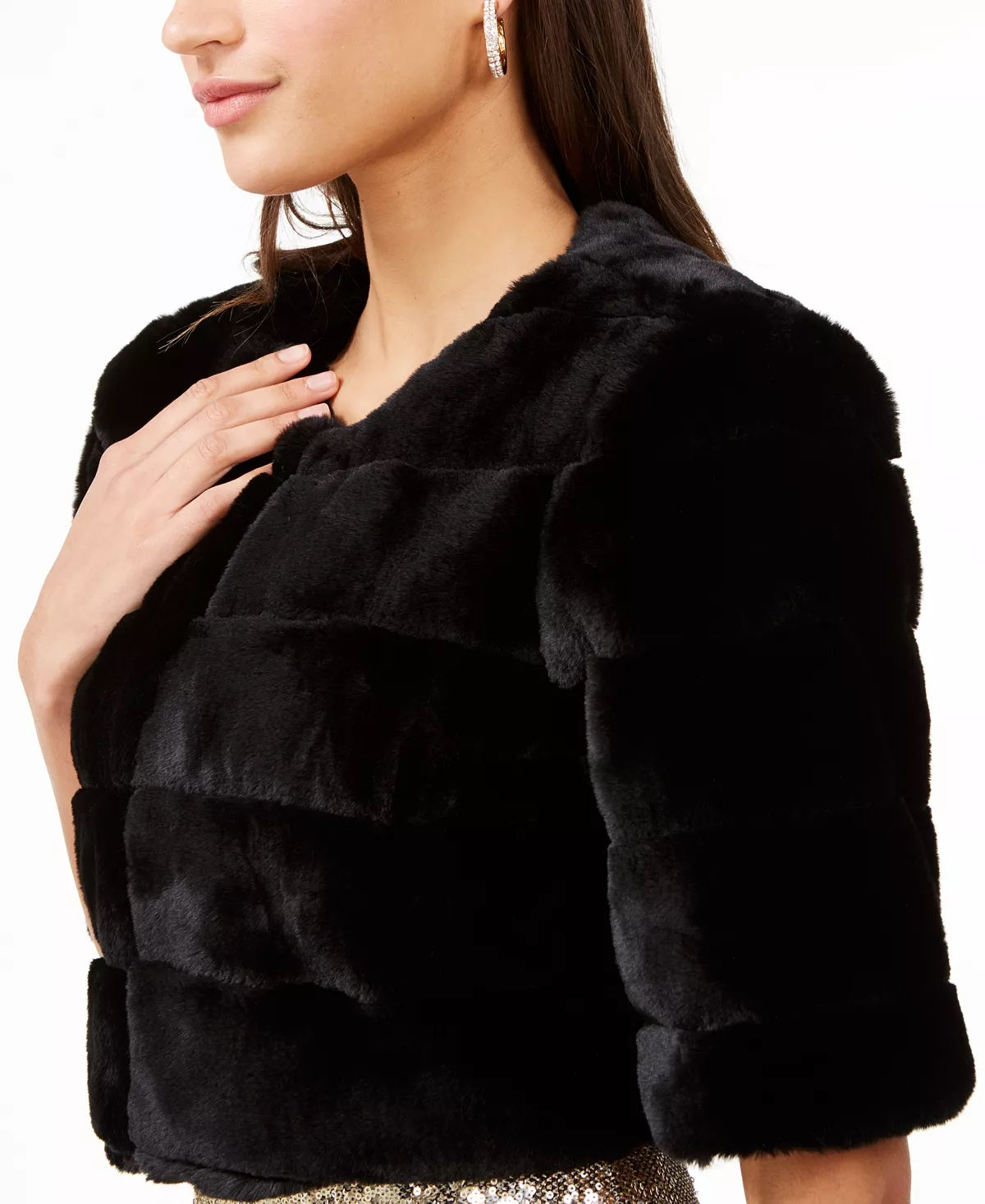 Bolero de pele sintética feminino Aqua Jaket preto tamanho médio