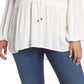 Top feminino Seven7 com cadarço Peasant, branco, tamanho 1X