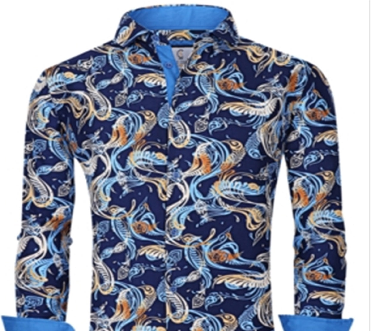 Camisa masculina Suslo Couture Slim Fit manga comprida azul tamanho X-G