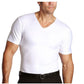 Camiseta de compressão masculina Insta Slim com manga curta e gola V, branca, tamanho grande