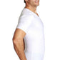 Camiseta de compressão masculina Insta Slim com manga curta e gola V, branca, tamanho grande