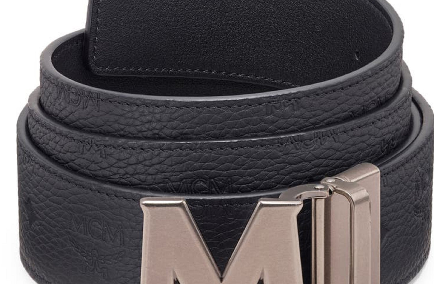 Cinto de couro reversível Claus masculino MCM, preto, tamanho regular