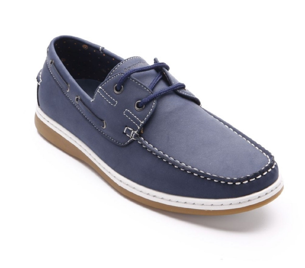 Sapatos náuticos Aston Marc masculinos em nobuck sintético, azuis, tamanho 10 M