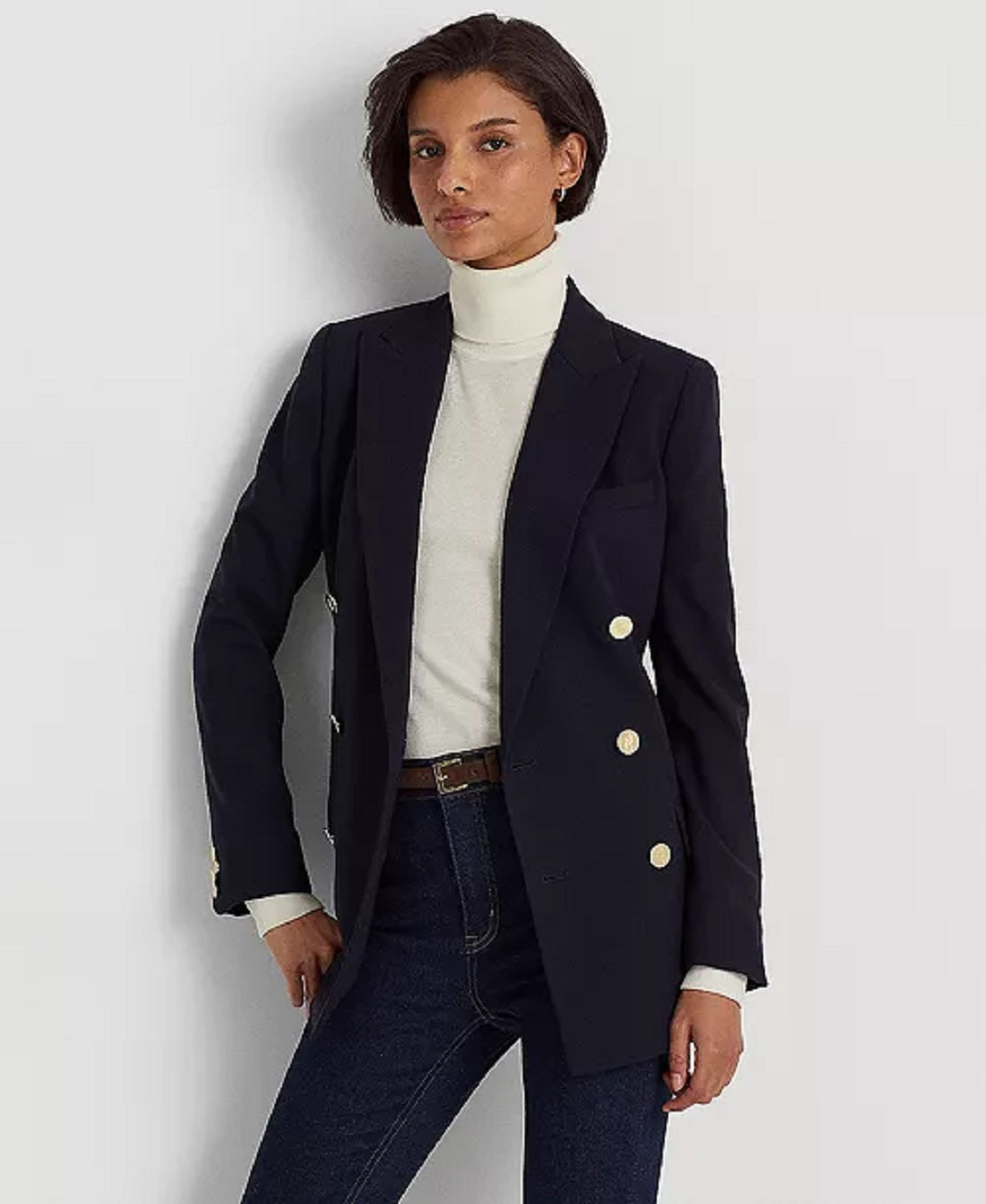 Blazer Ralph Lauren Feminino de Lã Elástica Azul Tamanho 8