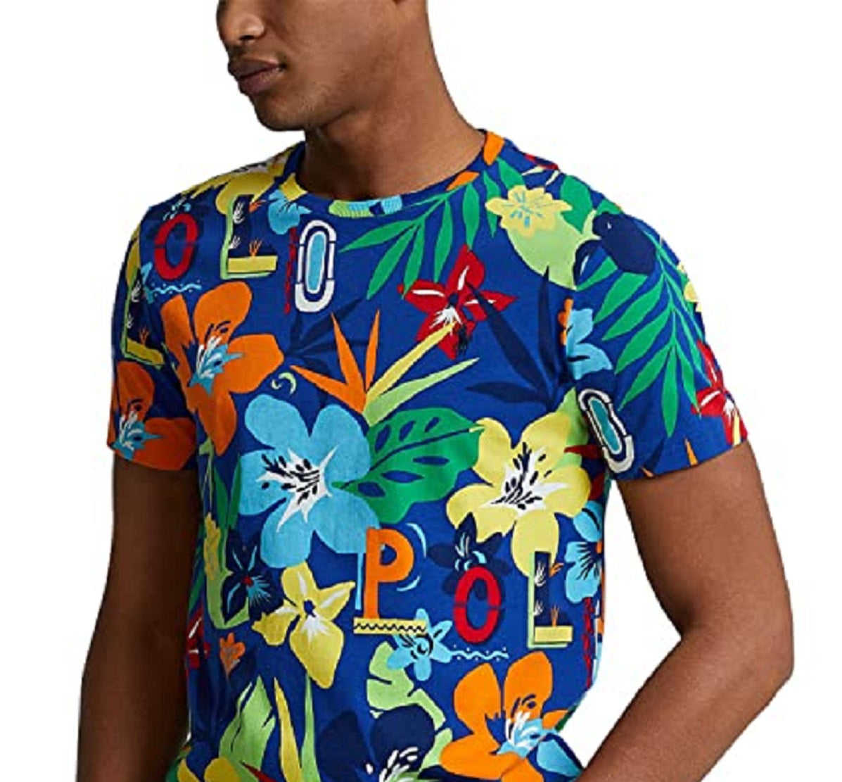 Camiseta Polo Ralph Lauren Masculina Estampada Gola Redonda Azul Tamanho XX-G