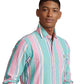 Camisa Oxford Listrada Masculina Polo Ralph Lauren Classic Fit Rosa Tamanho Grande