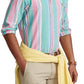 Camisa Oxford Listrada Masculina Polo Ralph Lauren Classic Fit Rosa Tamanho Grande