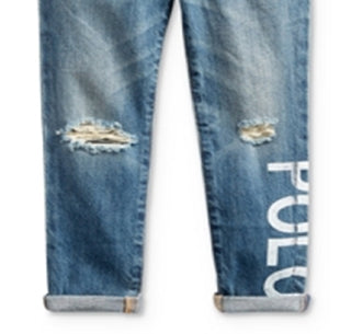 Calça jeans Ralph Lauren Polo Astor Slim Boyfriend para meninas, azul, tamanho 6X