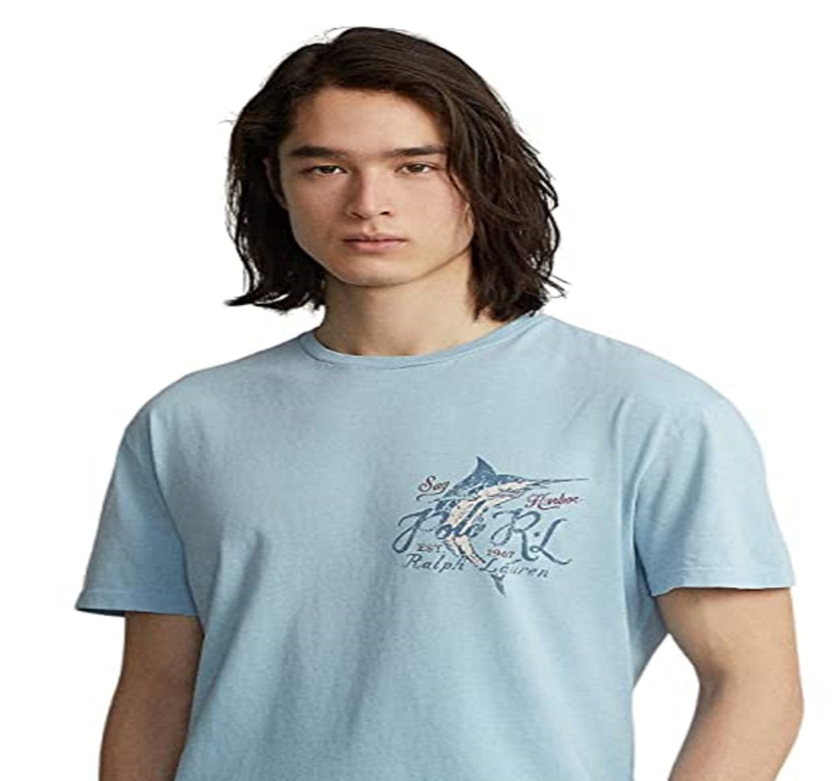 Camiseta Polo Ralph Lauren Masculina Classic Fit Jersey Estampada Azul Tamanho XX-G