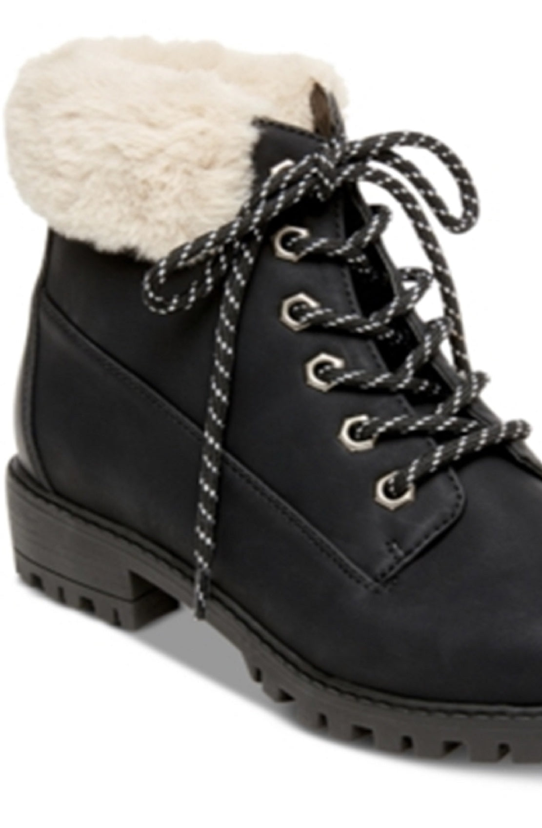 Botas de caminhada femininas Madden Girl Frankie de pele sintética, pretas, tamanho 7,5 M