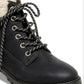 Botas de caminhada femininas Madden Girl Frankie de pele sintética, pretas, tamanho 7,5 M