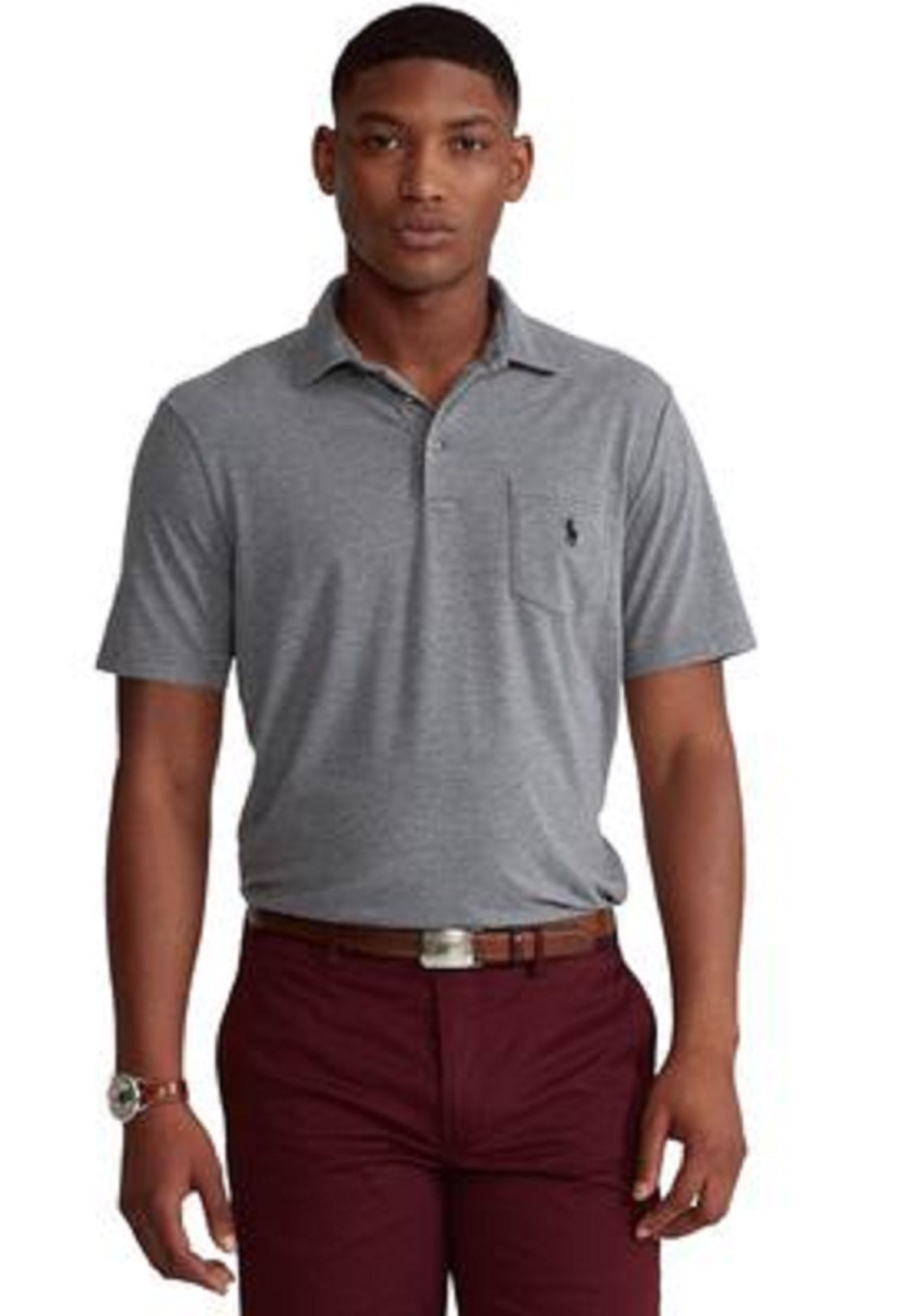 Camisa polo masculina Polo Ralph Lauren Classic Fit Performance cinza tamanho X-G