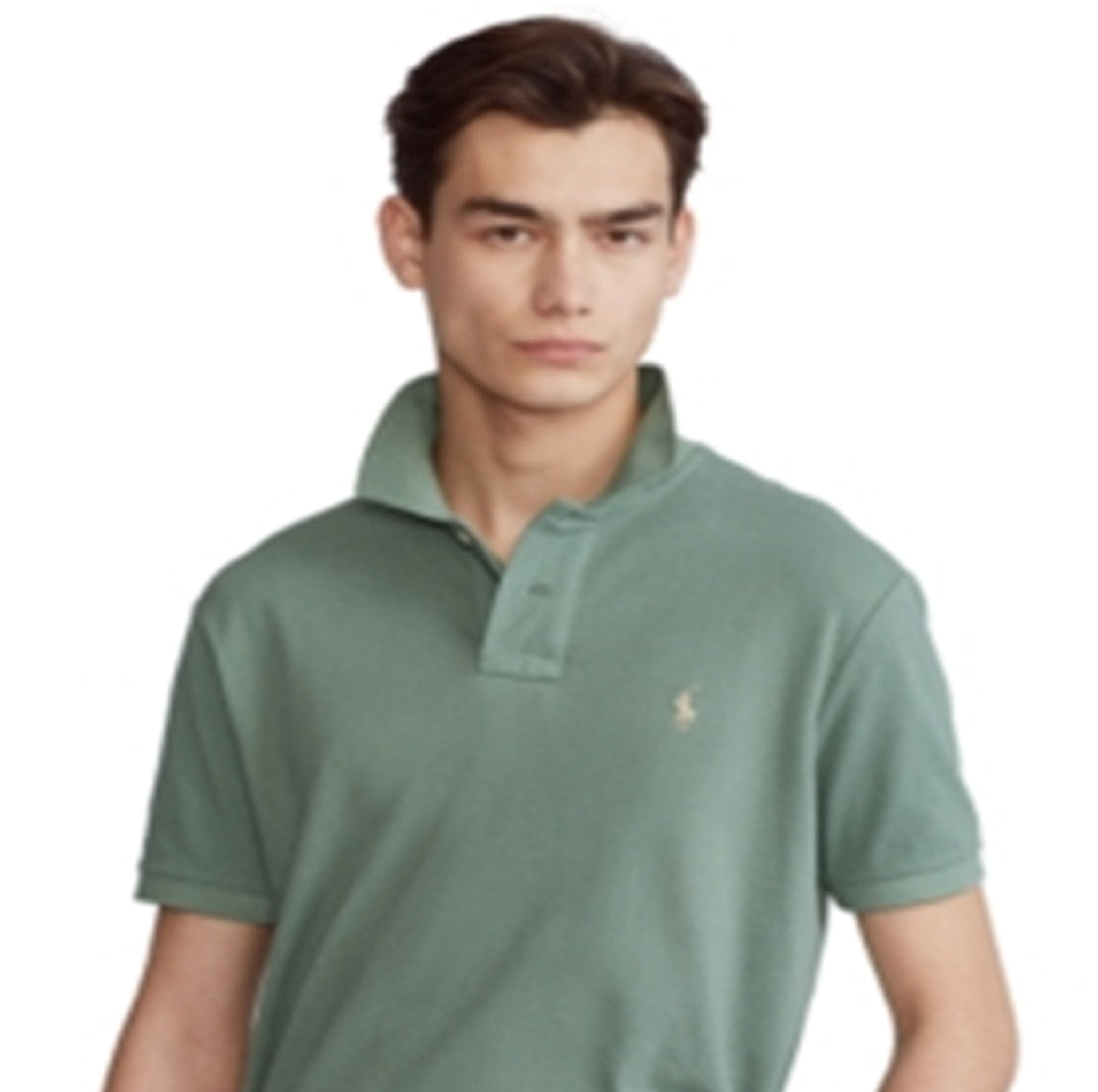 Camisa polo masculina Ralph Lauren Classic Fit Mesh, verde, tamanho médio