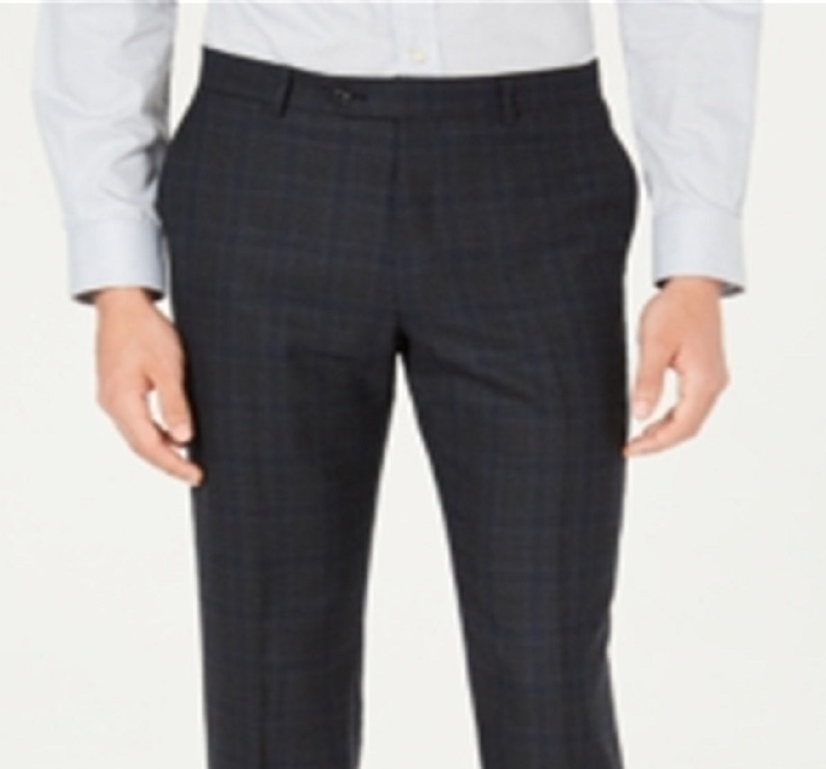 Calça de terno xadrez Tommy Hilfiger masculina Modern Fit Thflex Stretch Windowpane cinza tamanho 36x34