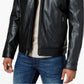 Jaqueta bomber masculina Michael Kors de couro sintético com capuz, preta, tamanho grande