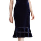 Vestido de festa feminino Ralph Lauren com manga curta, decote em V e bainha MIDI, azul, tamanho 0