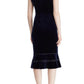 Vestido de festa feminino Ralph Lauren com manga curta, decote em V e bainha MIDI, azul, tamanho 0
