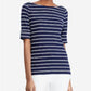 Blusa listrada com decote canoa Ralph Lauren feminina, azul, tamanho extragrande