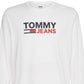 Camiseta Tommy Hilfiger Masculina Manga Longa com Logotipo Corporativo Branca Tamanho Médio