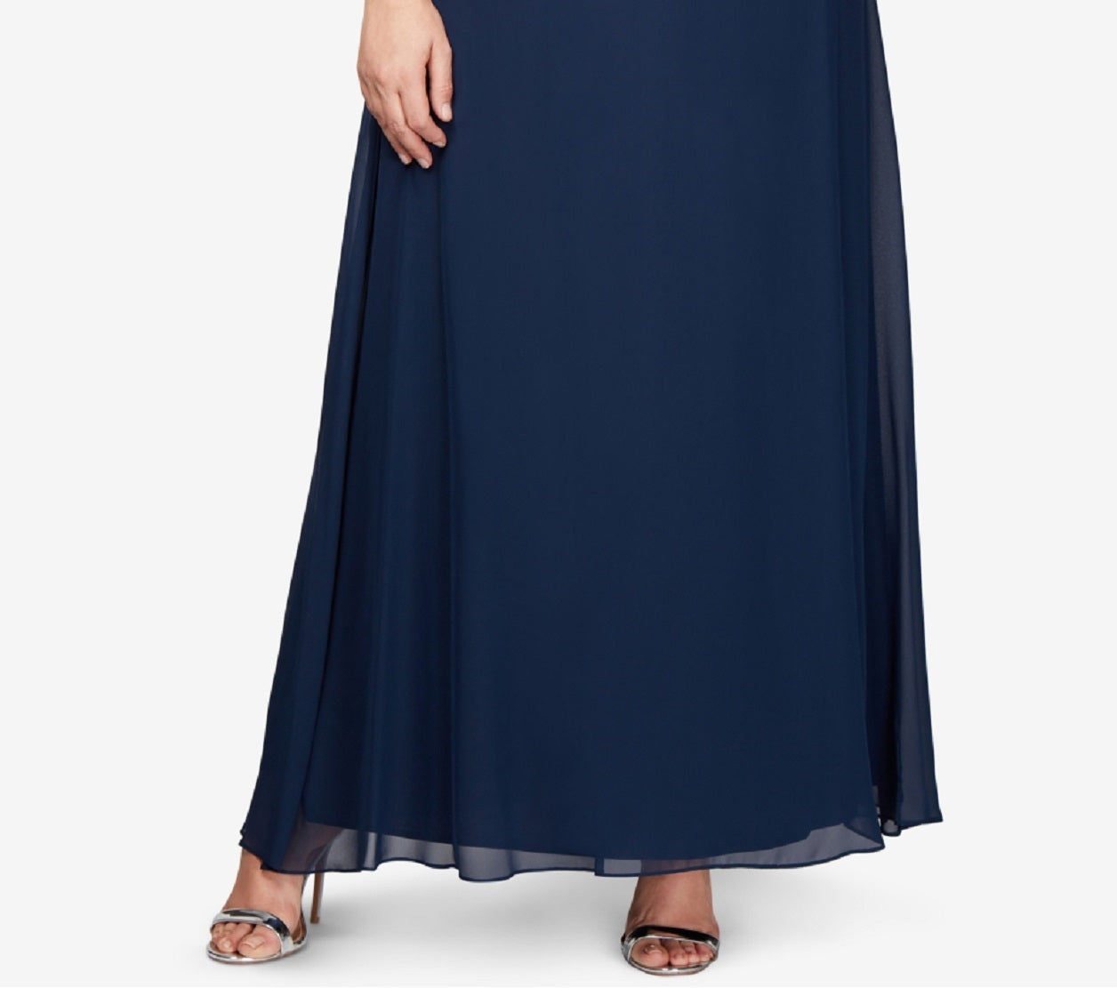 Vestido de festa feminino Alex Evenings, modelo A, duas peças, azul, tamanho 24W