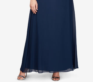Vestido de festa feminino Alex Evenings, modelo A, duas peças, azul, tamanho 24W