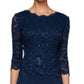 Vestido de coquetel feminino Alex Evenings, azul, tamanho 12