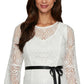 Alex Evenings Top de renda com amarração na cintura feminino, branco, tamanho extragrande
