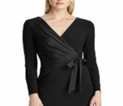 Vestido Ralph Lauren Feminino com Detalhe de Laço Preto Tamanho 14 Petite