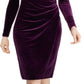 Vestido de veludo cruzado com decote em V Ralph Lauren feminino, roxo, tamanho 12