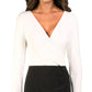 Vestido Ralph Lauren feminino, bicolor, cruzado, com decote em V, preto, tamanho 16