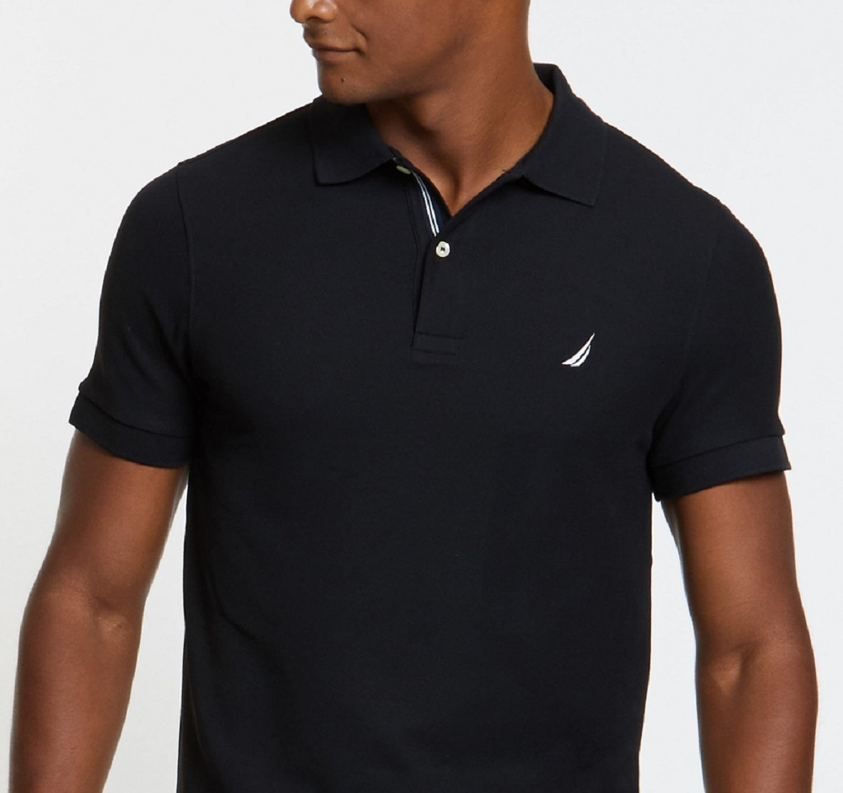 Camisa polo masculina Nautica, feita de forma sustentável, preta, tamanho grande
