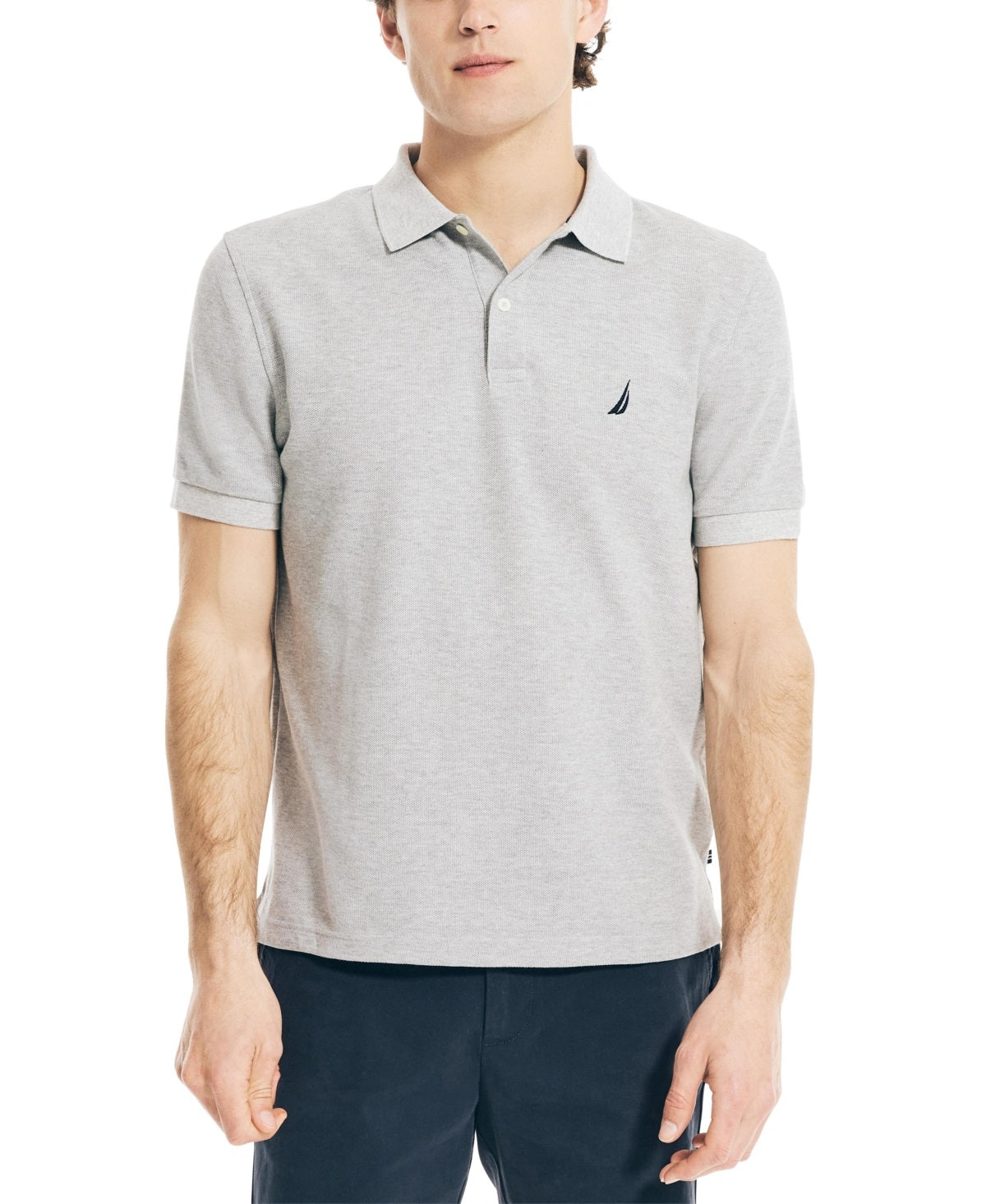 Camisa polo masculina Nautica, modelo Classic Fit, cinza, tamanho X-G