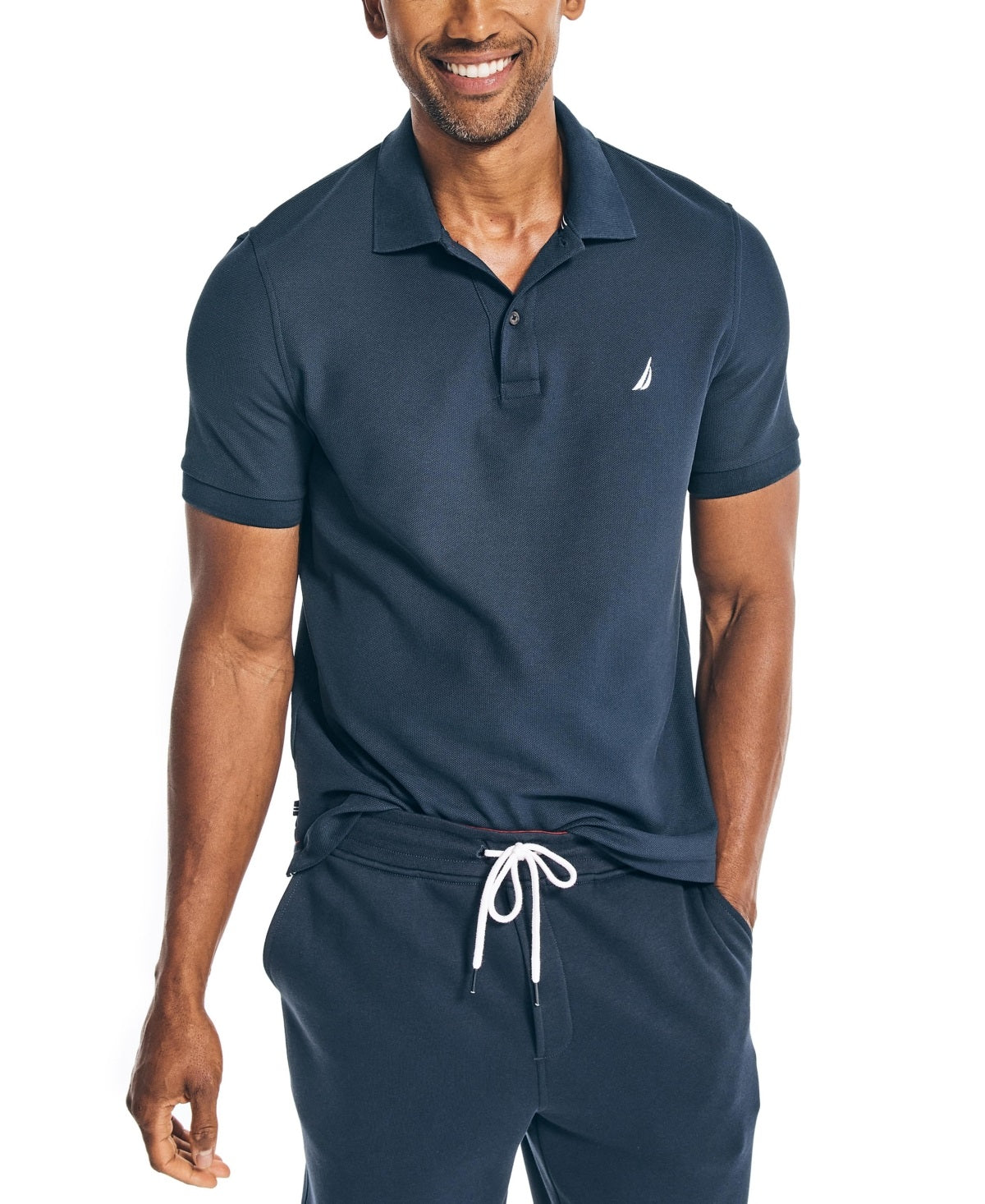 Camisa polo masculina Nautica, modelo Classic Fit, convés, azul, tamanho grande