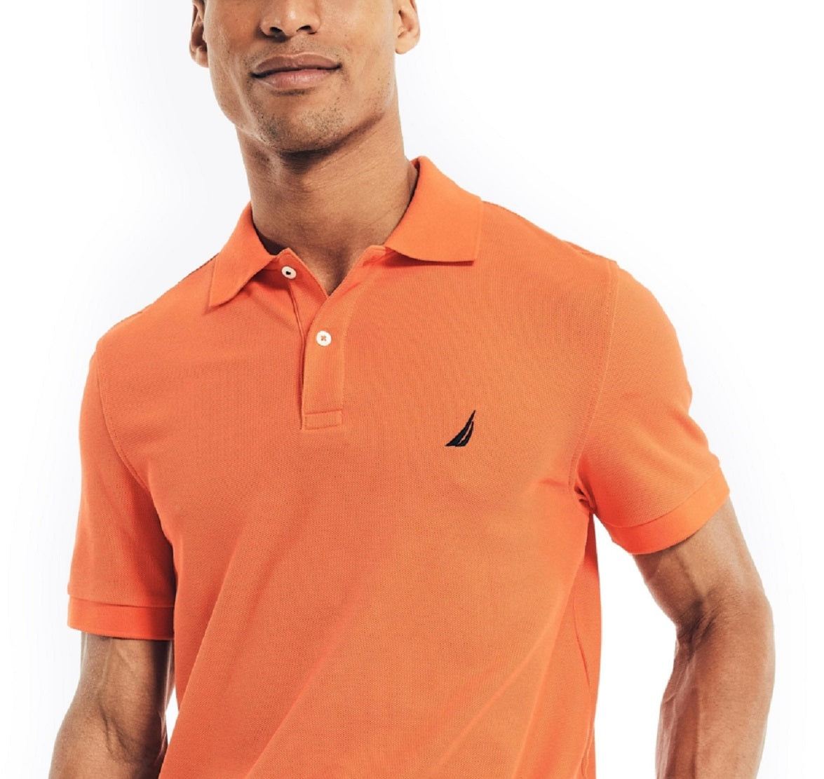 Camisa polo masculina Nautica, modelo Classic Fit, convés, laranja, tamanho grande
