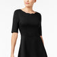 Vestido Monteau Feminino com Decote Recortado e Ajuste Flare, Preto, Tamanho Pequeno P