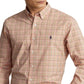 Camisa Polo Ralph Lauren Masculina Slim Fit Xadrez Stretch Popeline Tamanhos Variados Extra Grande
