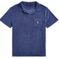 Polo Ralph Lauren Masculino Personalizado Slim Fit Terry Polo Camisa Azul Tamanho GG