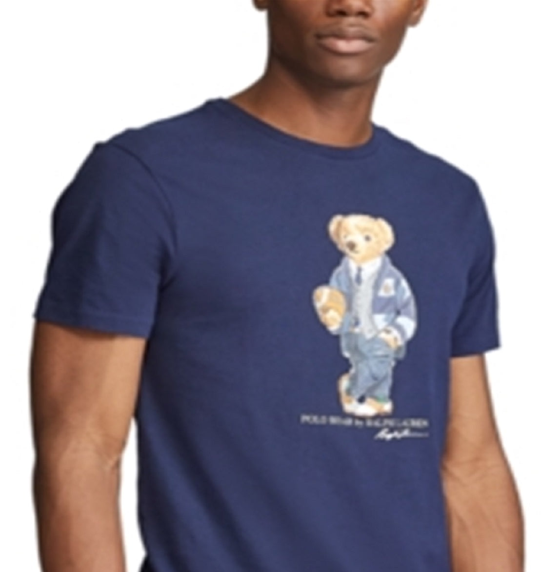 Camiseta Polo Ralph Lauren Masculina Slim Fit Personalizada Polo Bear Azul Tamanho P