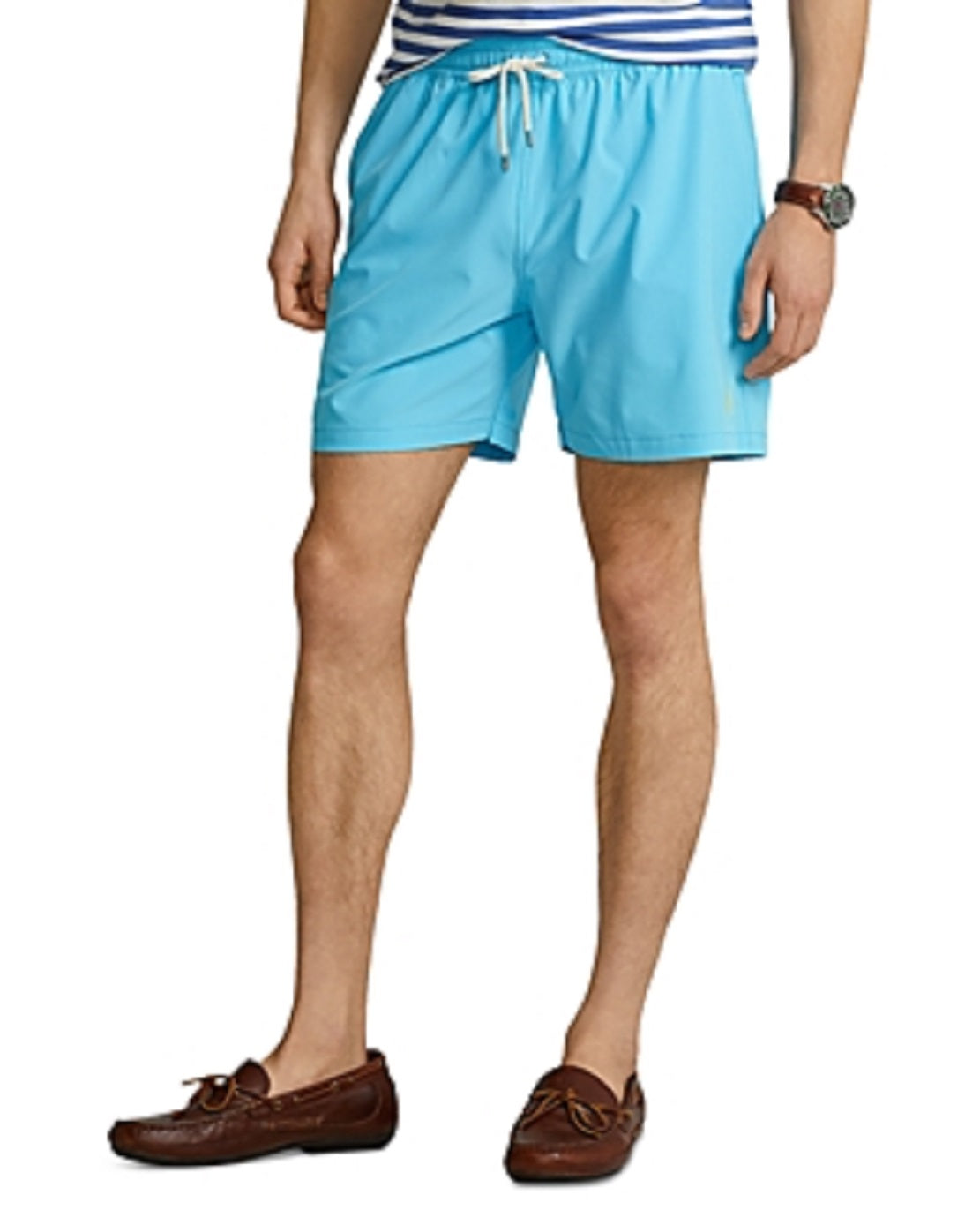 Calção de banho Polo Ralph Lauren Traveler Classic masculino, tamanho 5.75, azul, tamanho GG