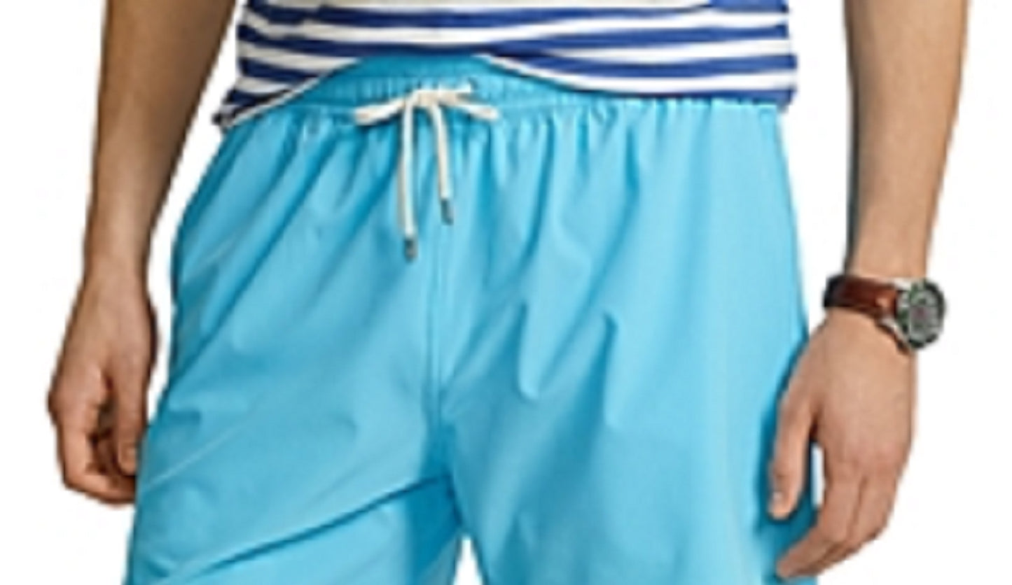 Calção de banho Polo Ralph Lauren Traveler Classic masculino, tamanho 5.75, azul, tamanho GG