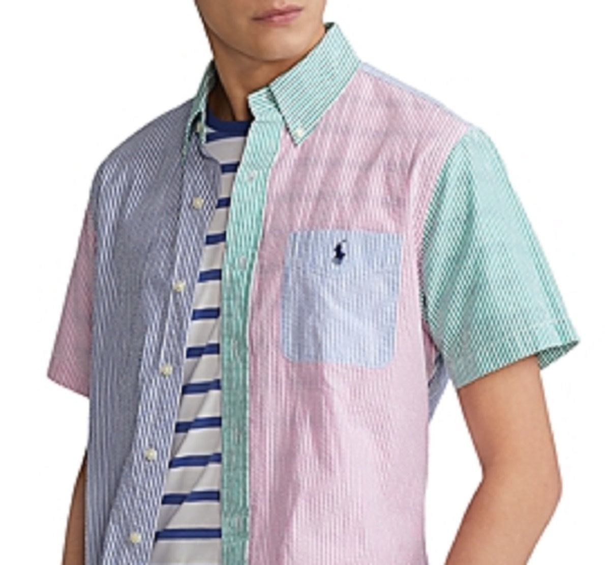 Camisa Polo Ralph Lauren Prepster Classic Fit Seersucker Masculina Tamanhos Variados Grande